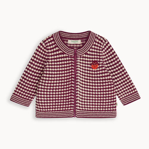 Homey AW24 SAMPLE - Berry Mix Chunky Checker Cardigan - The bonniemob 
