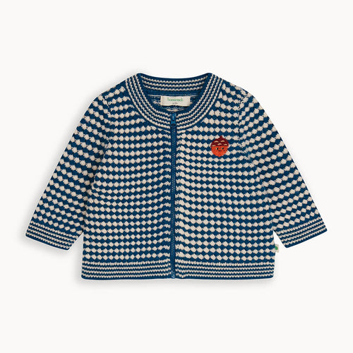 Homey AW24 SAMPLE - Navy Mix Chunky Checker Cardigan - The bonniemob 