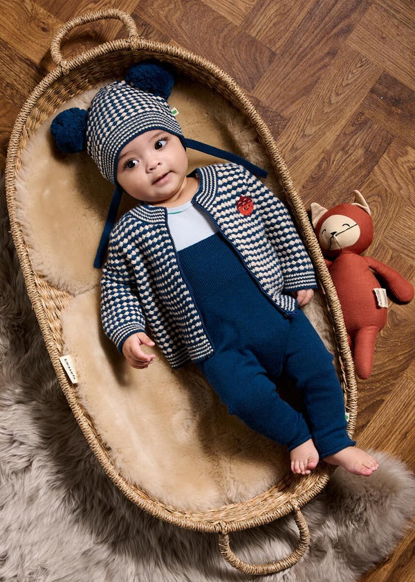 Homey AW24 SAMPLE - Navy Mix Chunky Checker Cardigan - The bonniemob 