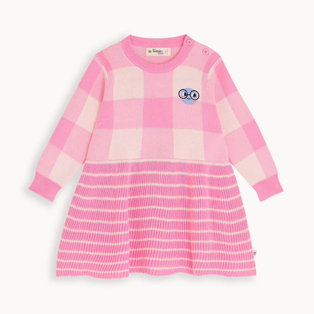 Minstrel - Pink Check Jaquard Knit Dress - The bonniemob 