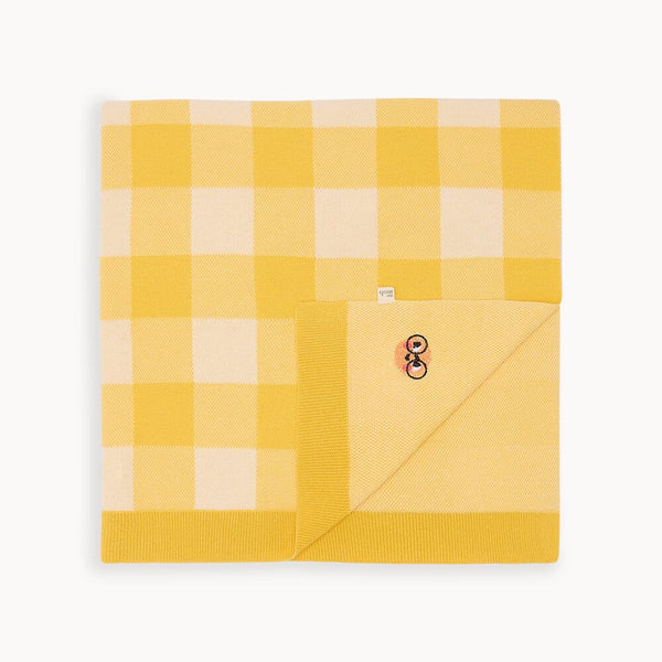 Munchie - Yellow Check Jaquard Knit Blanket - The bonniemob 