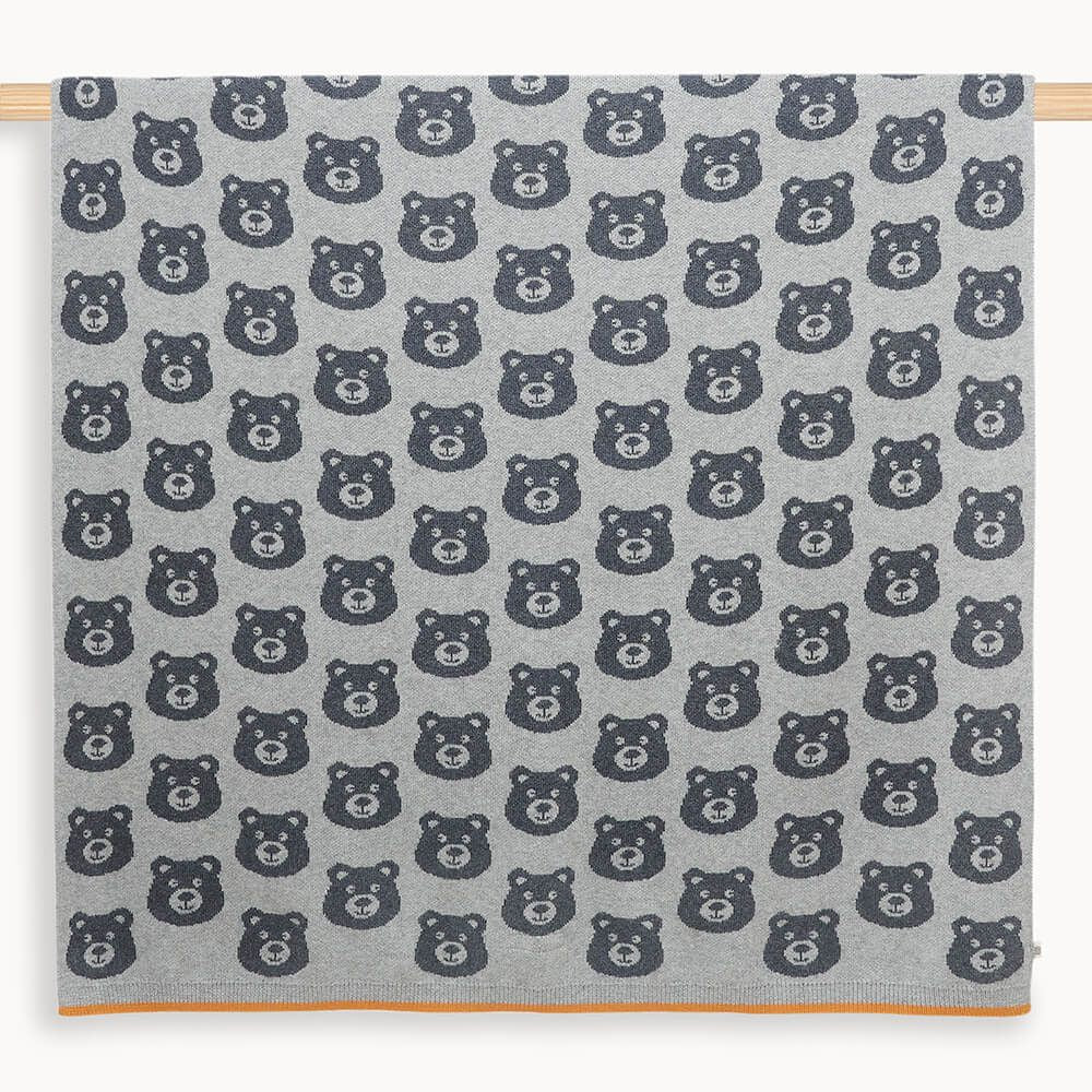 Tictac - Grey Bear Jaquard Blanket - The bonniemob 