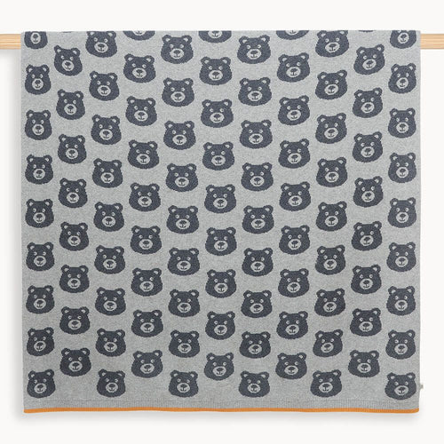 Tictac - Grey Bear Jaquard Blanket - The bonniemob 