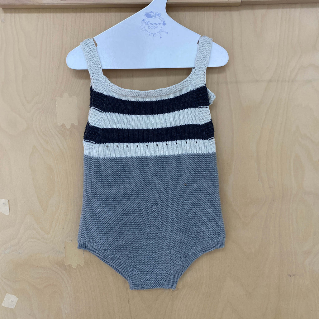 PANDA SS25 SAMPLE - Black & White Stripe Knit Romper