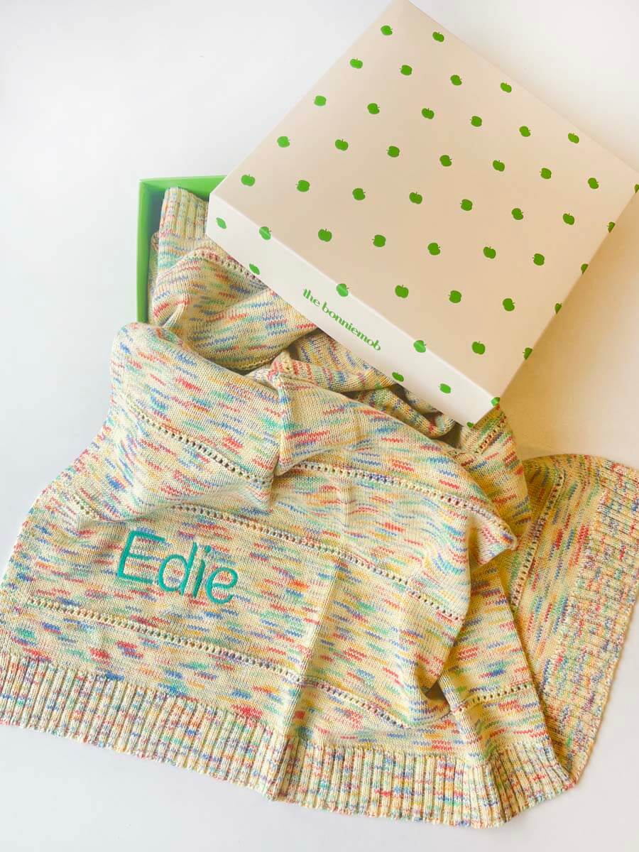 Personalised Knitted Baby Blanket, Space Dye - Merry - The bonniemob 