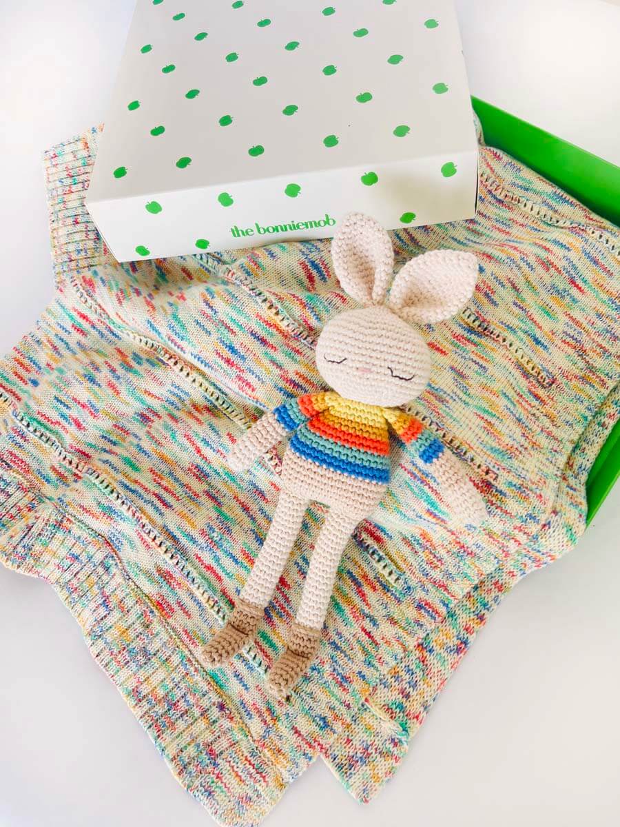 Bonnie Bunny Crochet Toy - Rainbow stripe - The bonniemob 