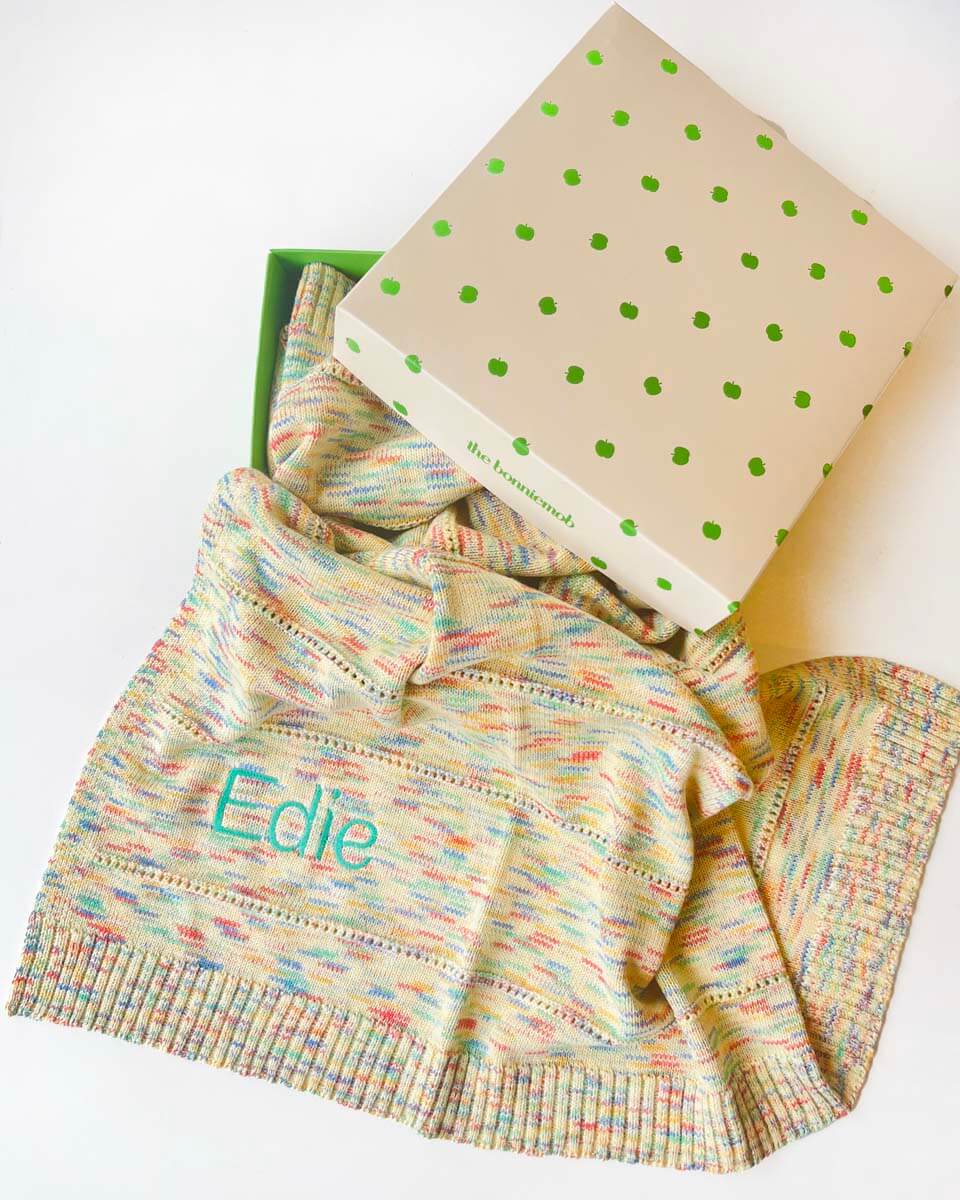 Personalised Knitted Baby Blanket, Space Dye - Merry - The bonniemob 