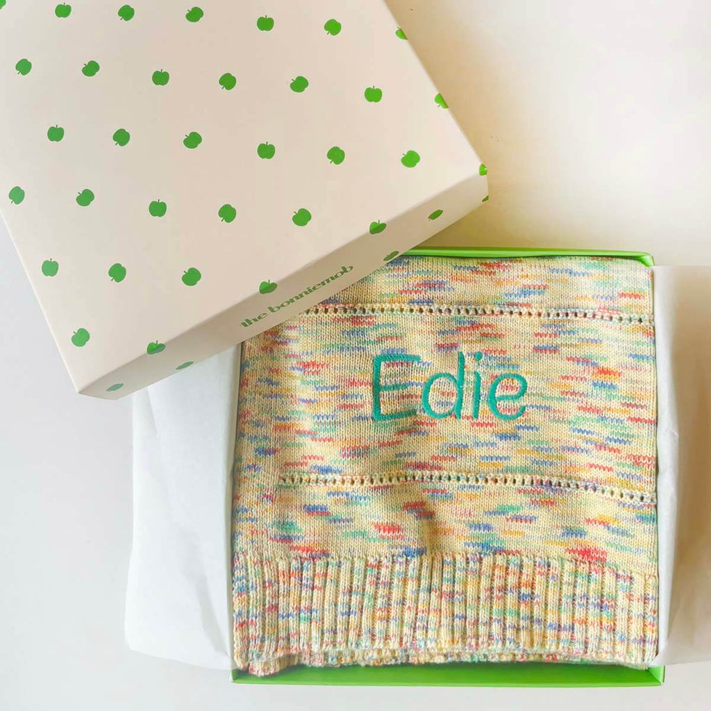 Personalised Knitted Baby Blanket, Space Dye - Merry - The bonniemob 