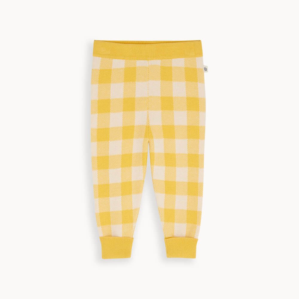 Marbles - Yellow Check Jaquard Knit Trouser - The bonniemob 