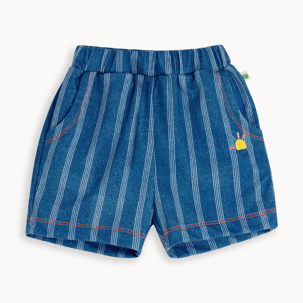 Denim Pinstripe Organic Cotton Baby & Kids Shorts