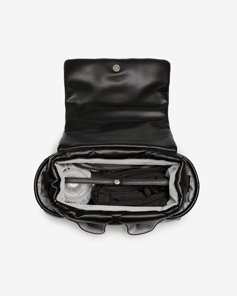 Nova Eco Compact Changing Bag Black Quilted Faux Leather