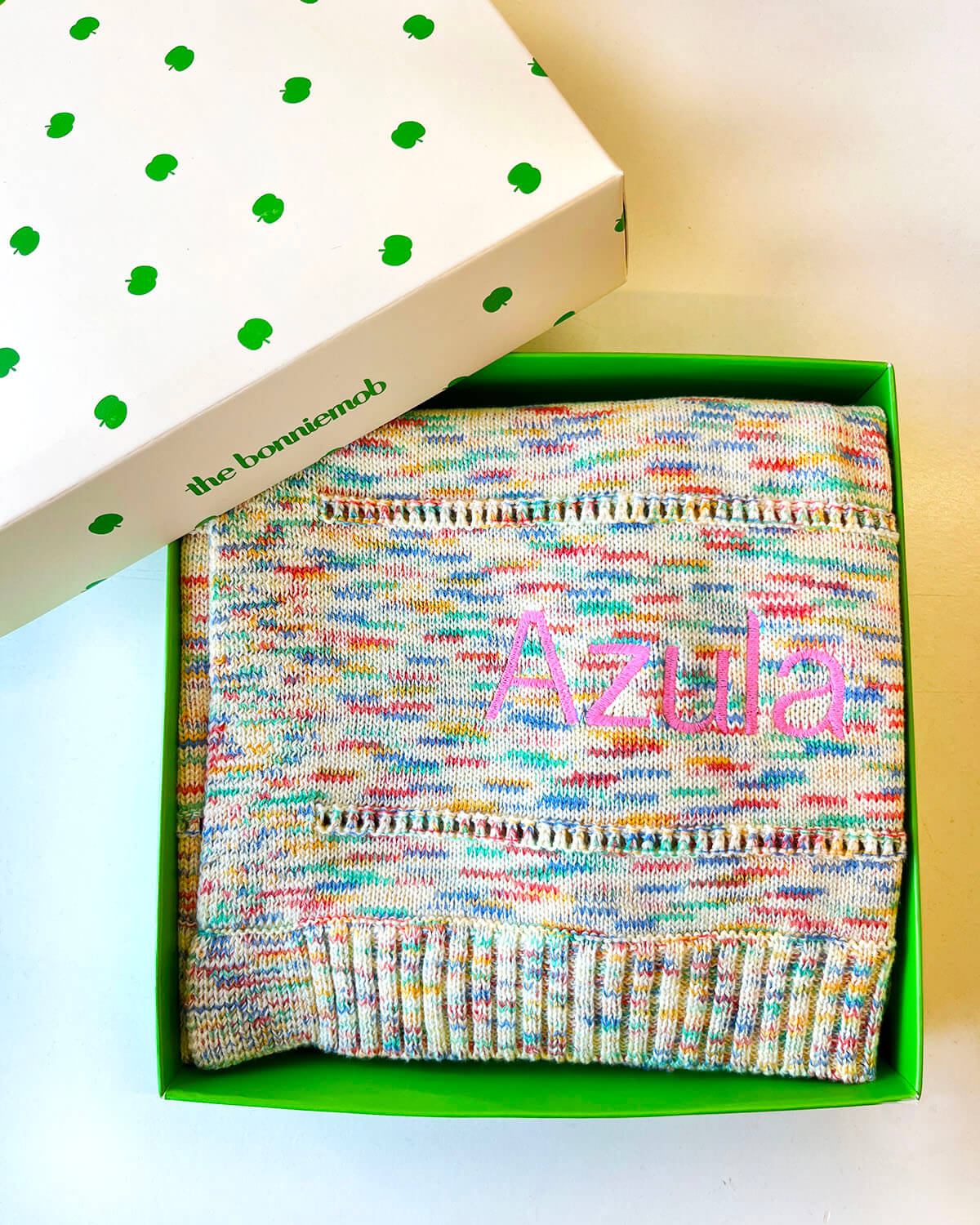 Personalised Space-Dye Organic Cotton Knitted Baby Blanket
