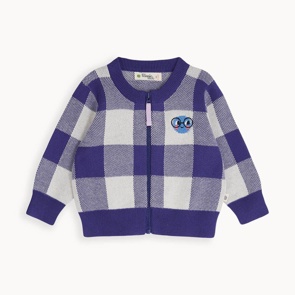 Minto - Blue Check Jaquard Knit Cardigan - The bonniemob 