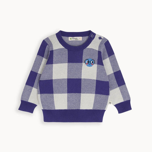 Monopoly - Blue Check Jaquard Knit Sweater - The bonniemob 