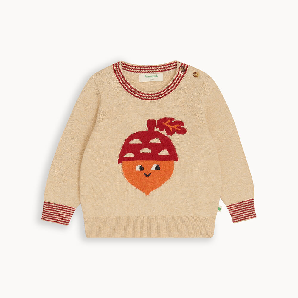 Ramble AW24 SAMPLE - Biscuit Acorn Knit Sweater - The bonniemob 