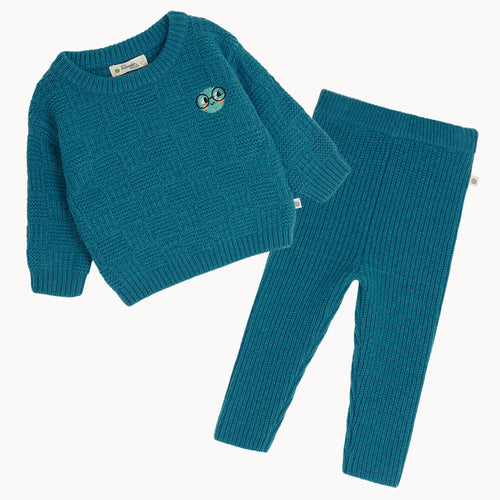 Refresher Set - Teal Chunky Checker Sweater & Legging Outfit - The bonniemob 