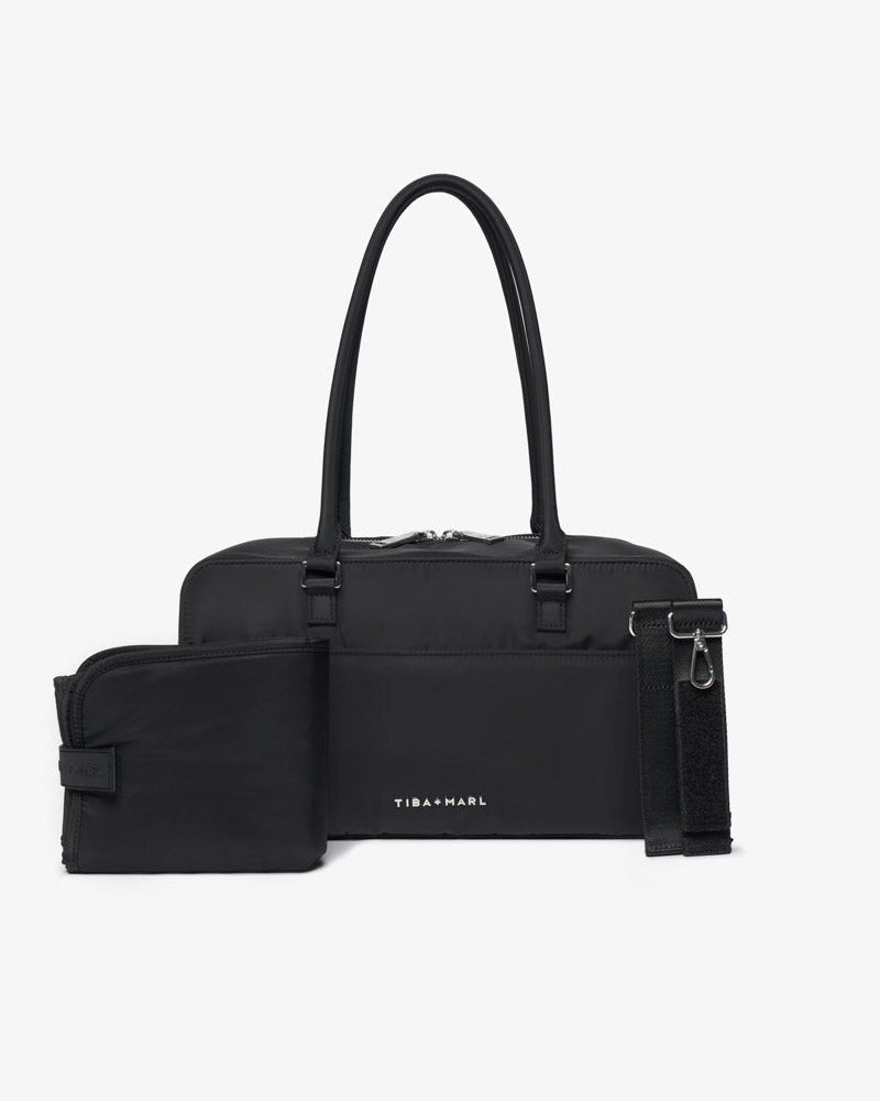 Riley Compact East-West Changing Bag Black Woven