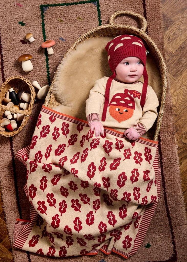 Baby & Kids Cream Acorn Knit Sweater | GOTS Certified Organic Cotton