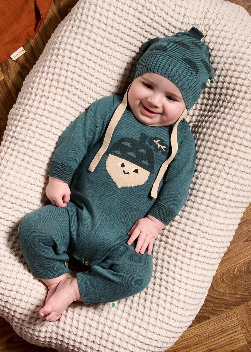 Rowan AW24 SAMPLE - Fern Acorn Knit Playsuit - The bonniemob 