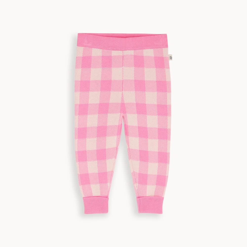 Marbles - Pink Check Jaquard Knit Trouser - The bonniemob 
