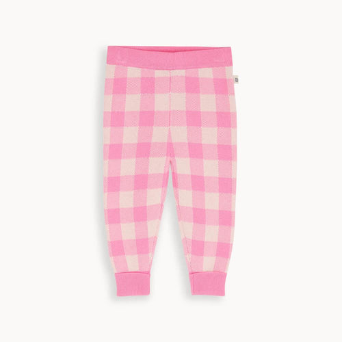 Marbles - Pink Check Jaquard Knit Trouser - The bonniemob 