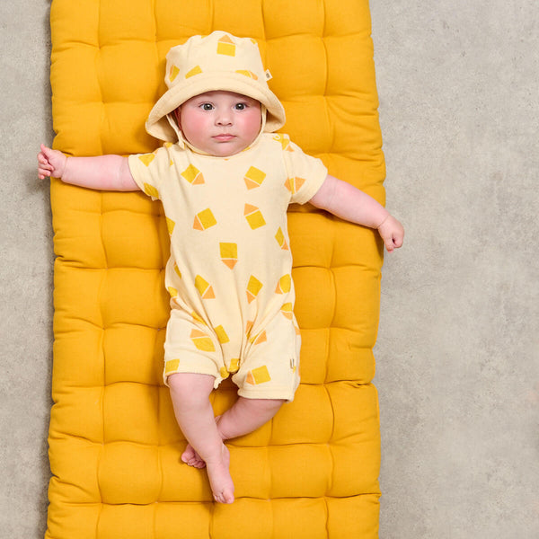 Shrimpy & Skipper Set - Yellow Towelling Shortie & Hat Set - The bonniemob 