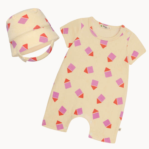 Shrimpy & Skipper Set - Pink Towelling Shortie & Hat Set - The bonniemob 