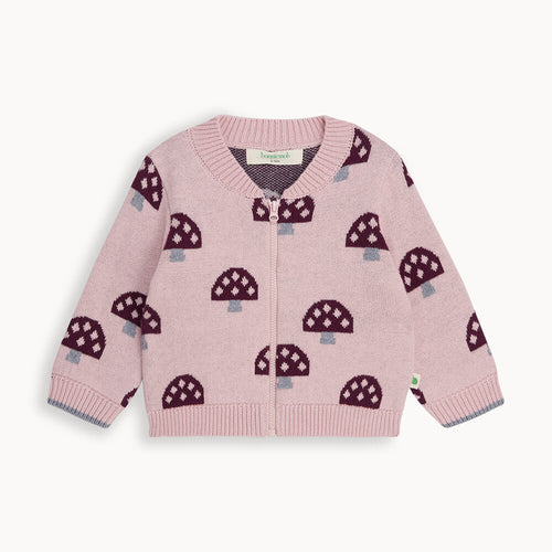 Shroom AW24 SAMPLE - Dusty Pink Mushroom Knit Cardigan - The bonniemob 