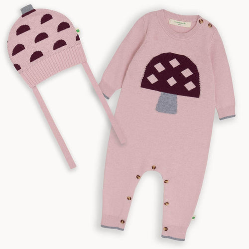 Sorrel & Pippin Set - Dusty Pink Playsuit & Hat Set - The bonniemob 