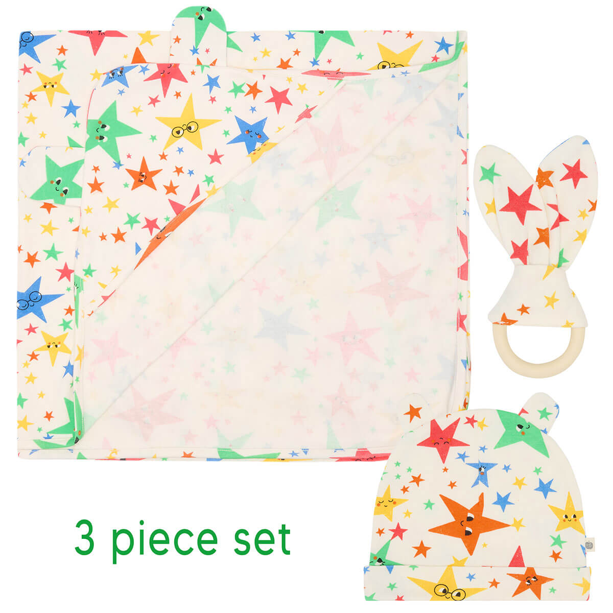 Star 3 Piece Set - Blanket, Hat & Teether Set - The bonniemob 