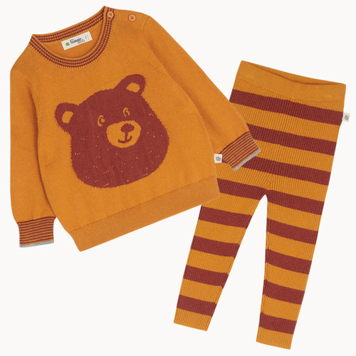 Treacle Set - Honey Bear Intarsia Sweater & Legging Outfit - The bonniemob 