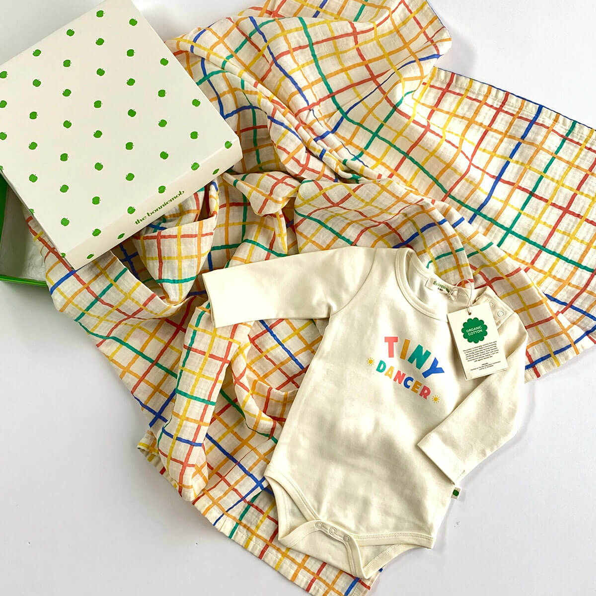 Dancer & Ditto Set - Baby Bodysuit & Muslin Swaddle Blanket in Gift Box - The bonniemob 