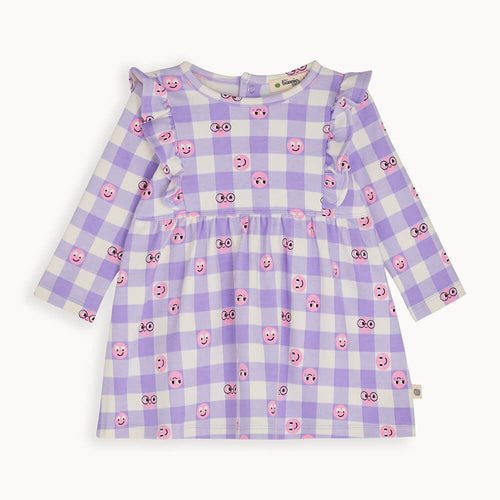 Candycane - Lilac Tiddlywink Dress With Frill Shoulder - The bonniemob 