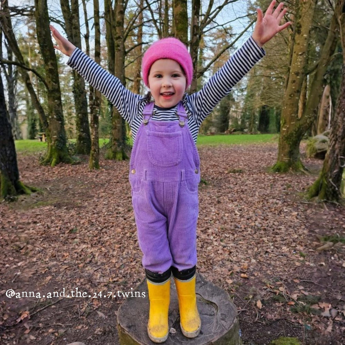 Violet Chunky Cord Dungarees - The bonniemob 