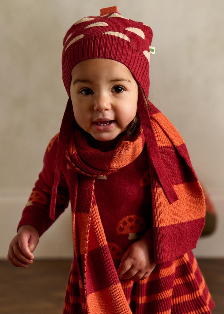 Baby & Kids Orange Striped Knit Scarf | Cashmere & Organic Cotton