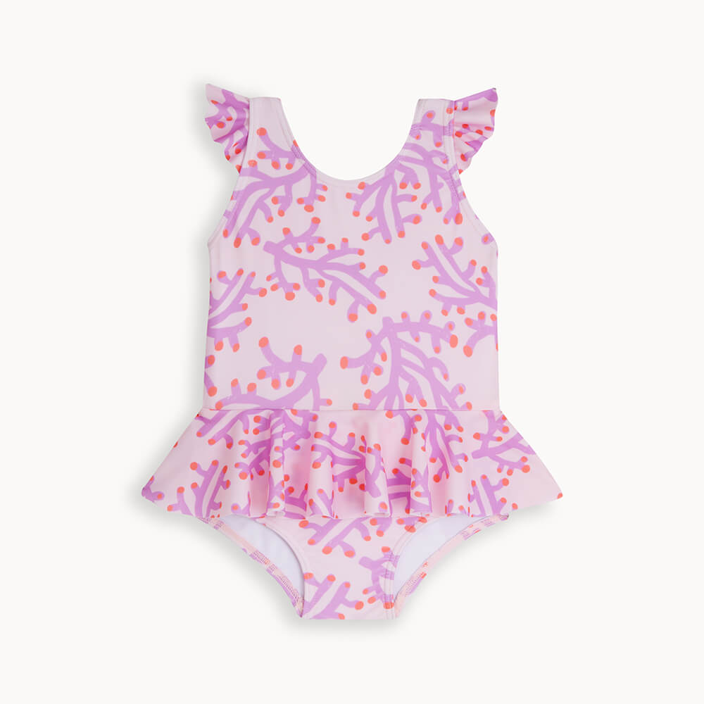 Winona - Pink Coral Frill Swimsuit - The bonniemob 