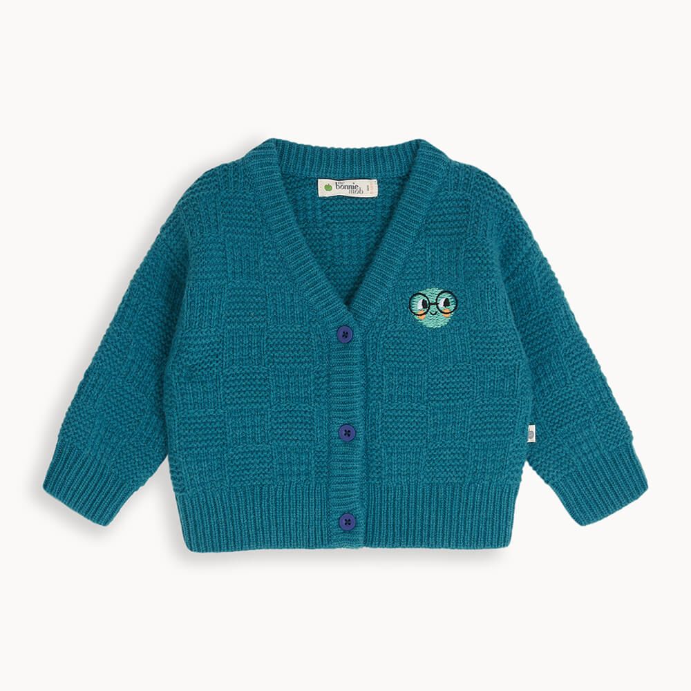 Rolo - Teal Chunky Checker Cardigan - The bonniemob 