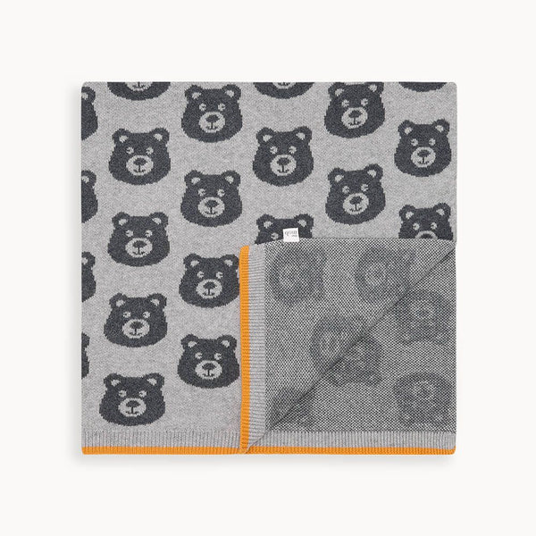 Tictac - Grey Bear Jaquard Blanket - The bonniemob 