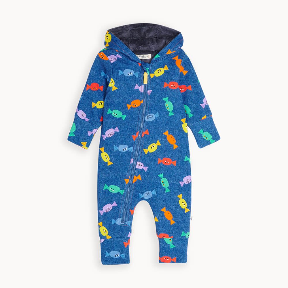 Peardrop - Denim Sweetie Onesie / Snowsuit Lined With Faux Fur - The bonniemob 