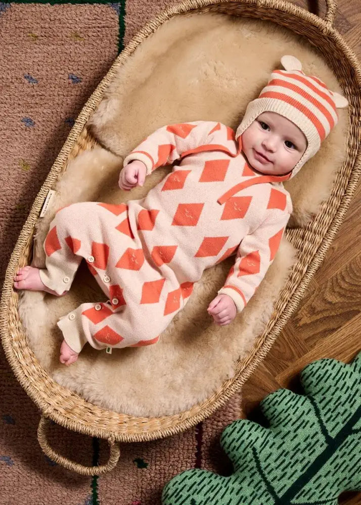 Aster - Saffron Diamond Knit Playsuit PLAYSUIT / BABYGROW / ROMPER