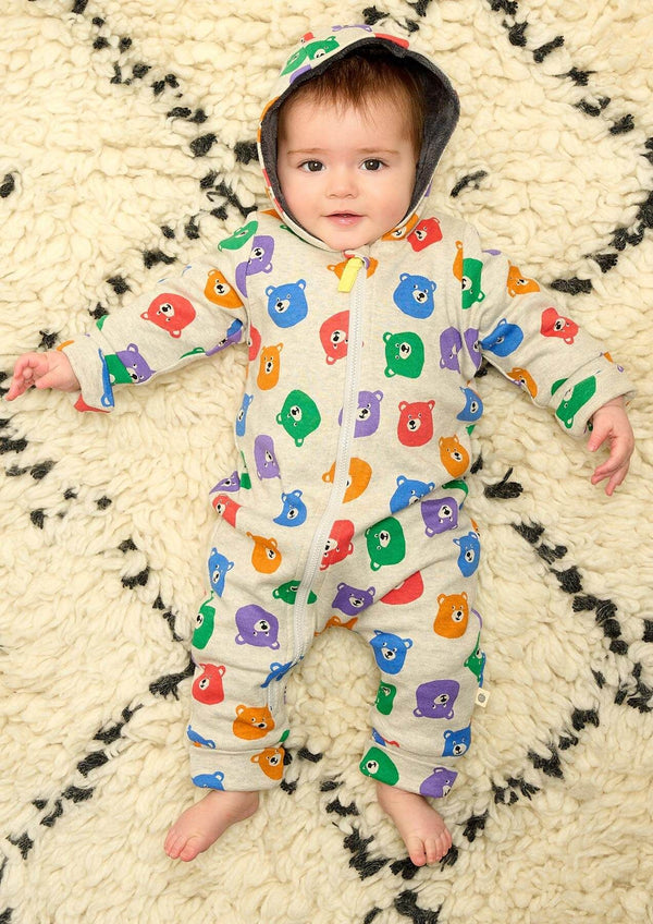Domino - Bear Onesie / Snowsuit Lined With Faux Fur - The bonniemob 