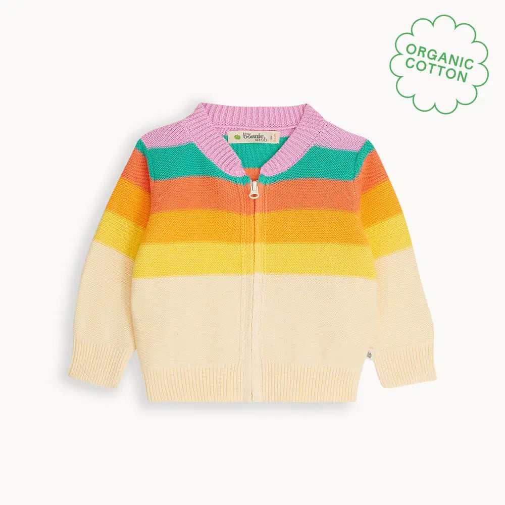 Barnacle - Rainbow Pink Stripe Cardigan - The bonniemob 