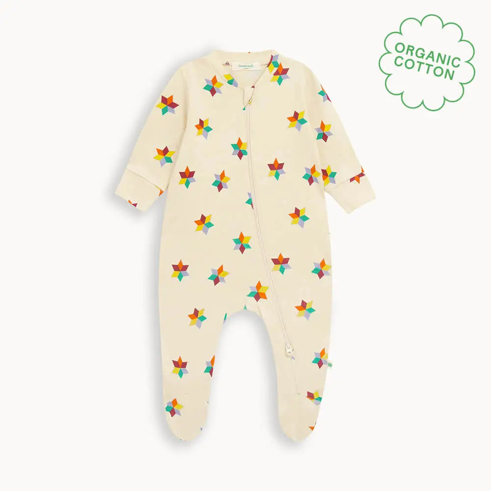 Bayley - Diamond Star Zip Front Sleepsuit PLAYSUIT / BABYGROW / ROMPER