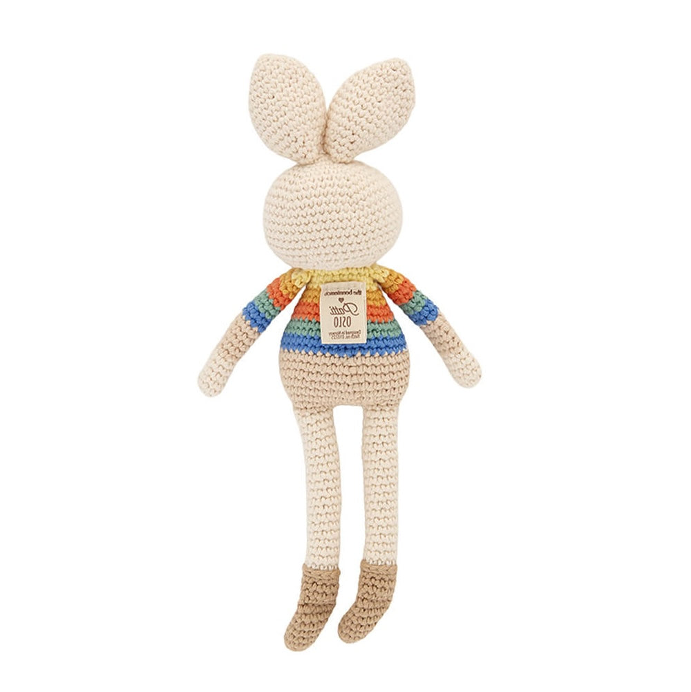 Bonnie Bunny Crochet Toy - Rainbow stripe - The bonniemob 