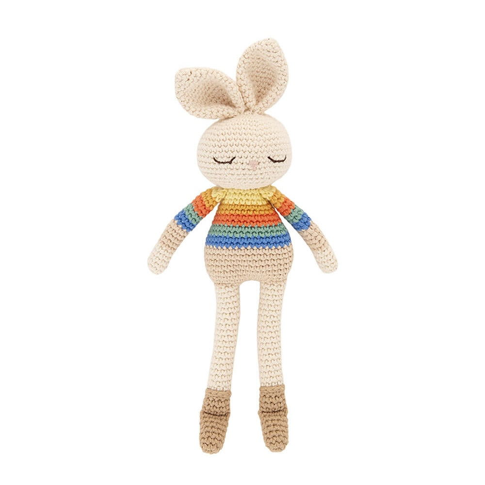 Bonnie Bunny Crochet Toy - Rainbow stripe - The bonniemob 