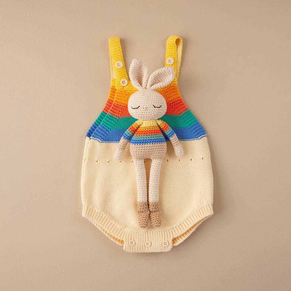 Bonnie Bunny Crochet Toy - Rainbow stripe - The bonniemob 