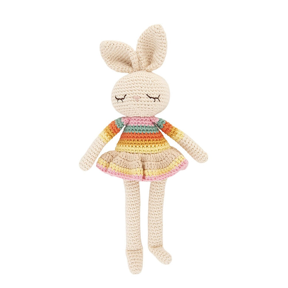 Bonnie Ballerina Bunny Crochet Toy- Pink rainbow - The bonniemob 