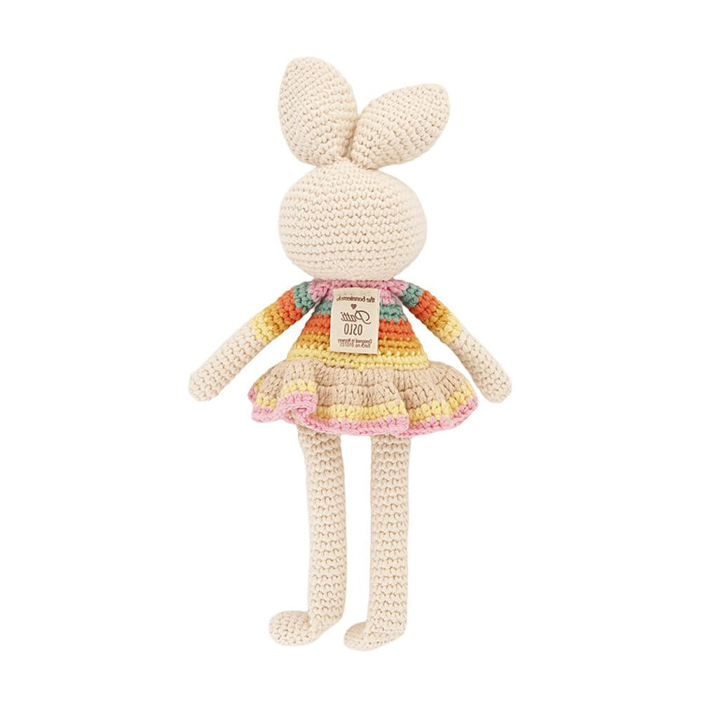 Bonnie Ballerina Bunny Crochet Toy- Pink rainbow - The bonniemob 