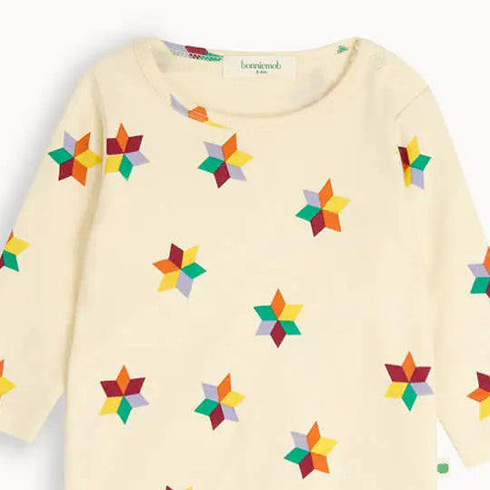 Brook - Diamond Star Long Sleeve Bodysuit PLAYSUIT / BABYGROW / ROMPER