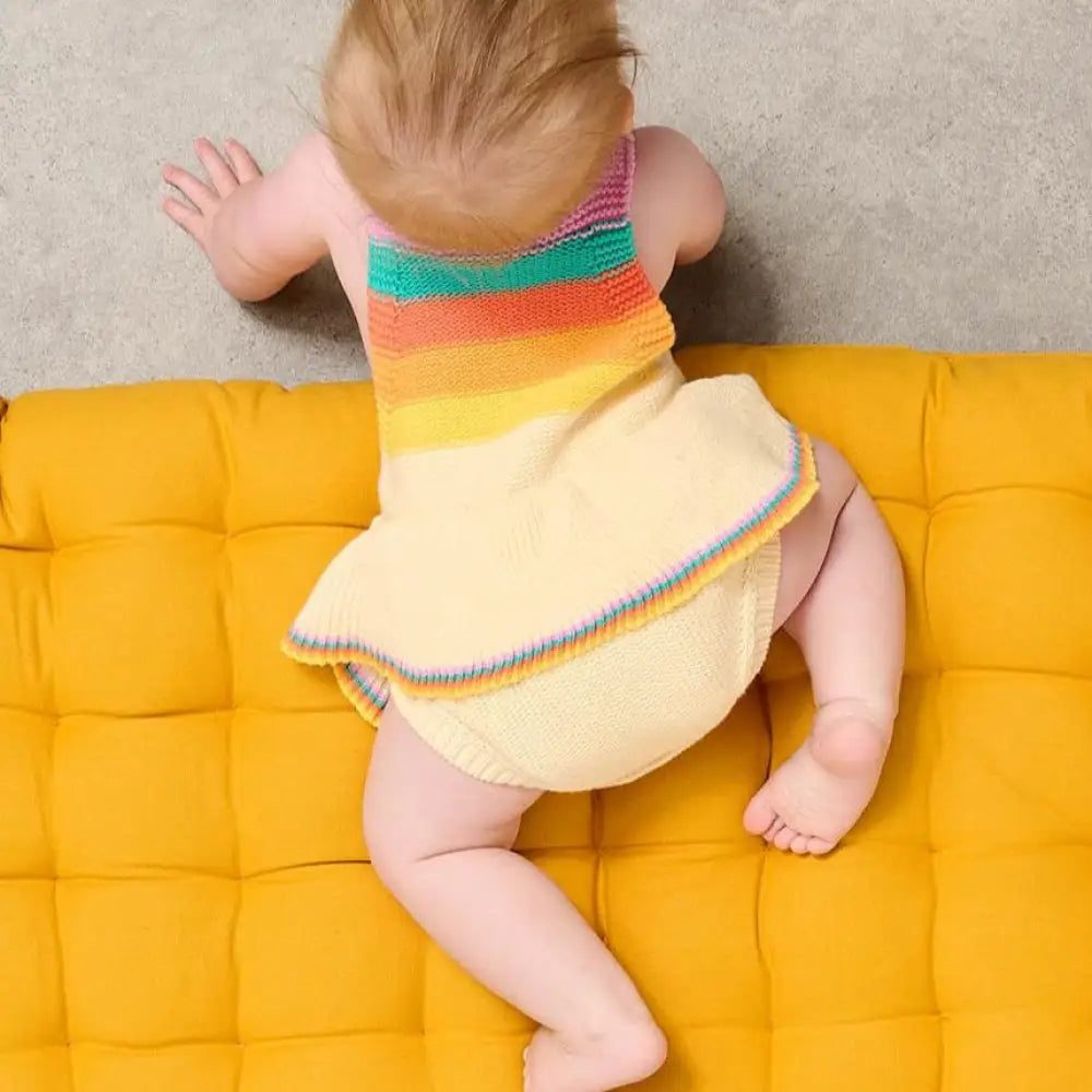 Bubble Frill - Rainbow Pink Rainbow Stripe Romper - The bonniemob 